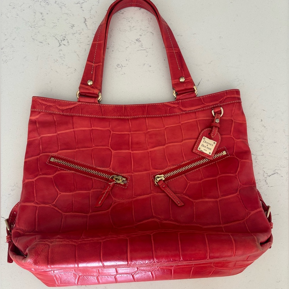 Y2K Dooney & Burke red leather tote